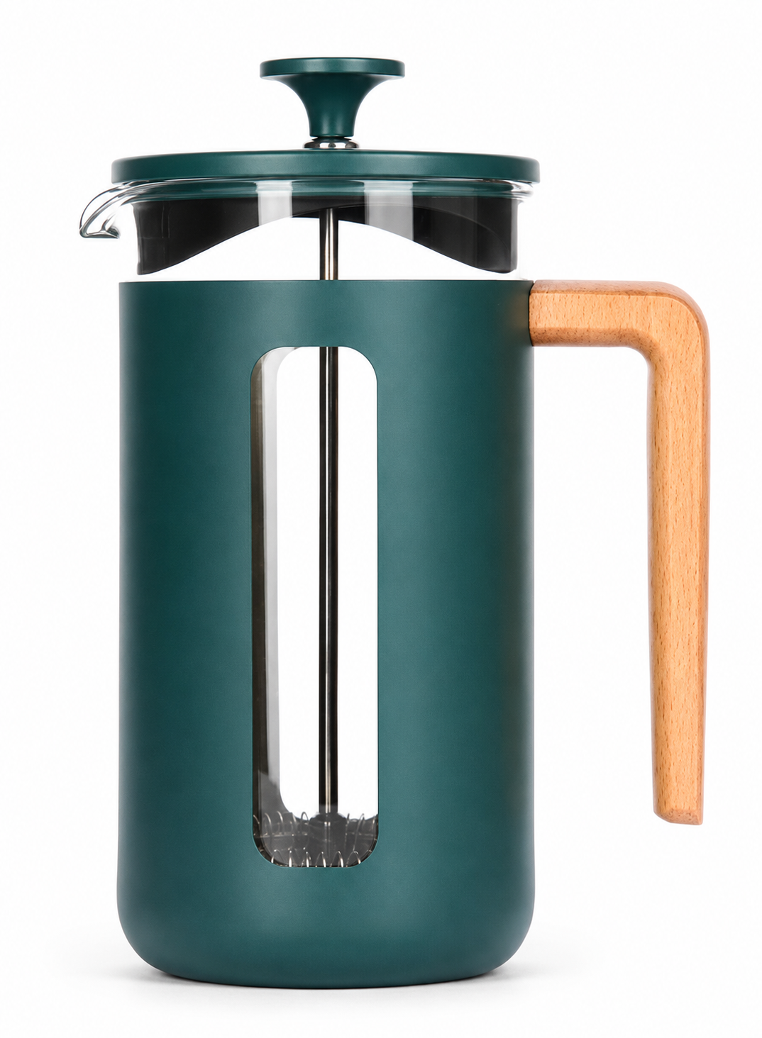 French Press aus Edelstahl mit elegantem Holzgriff