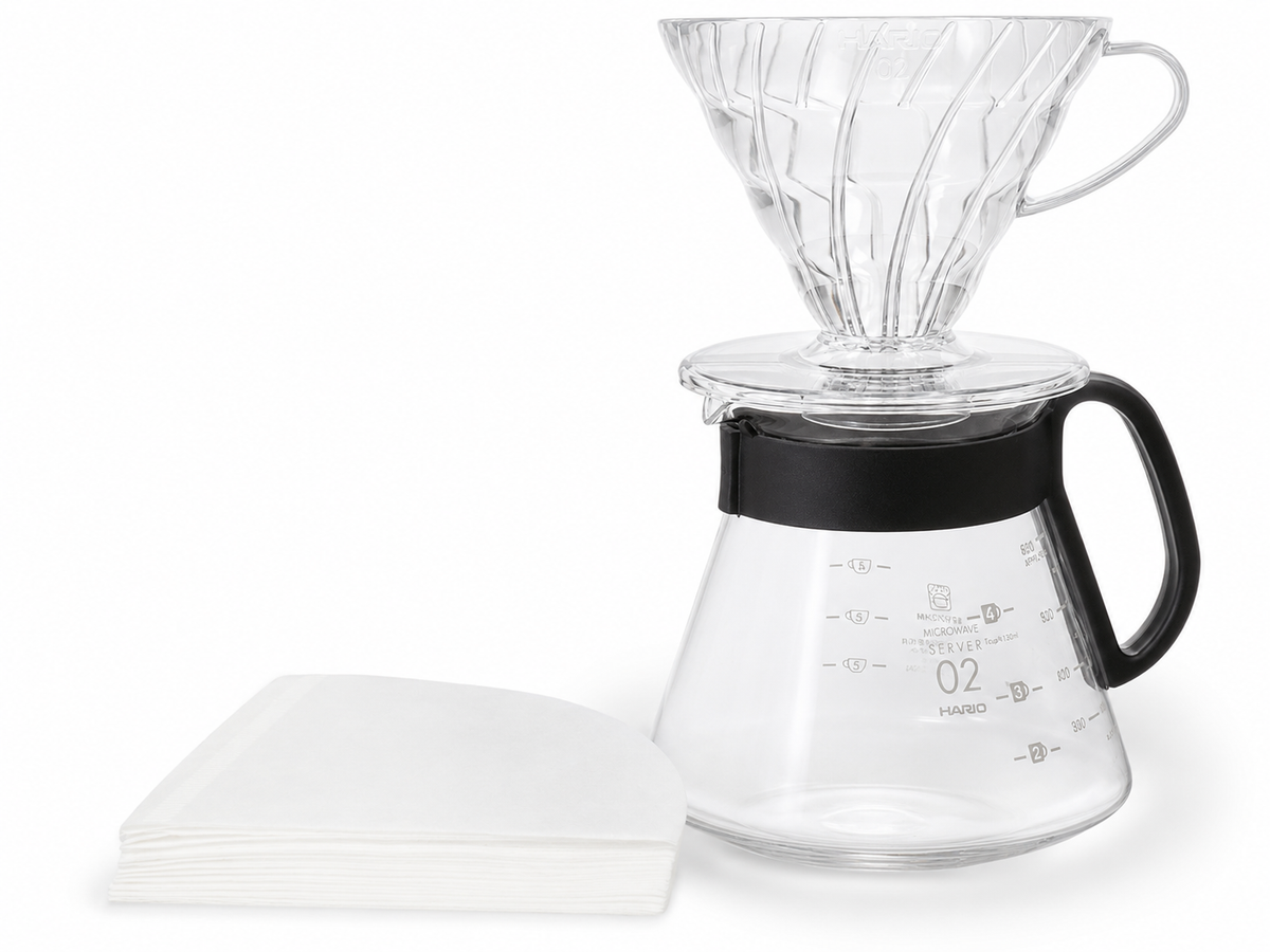 V60 Kanne 600 ml &amp; Dripper, incl. Filter